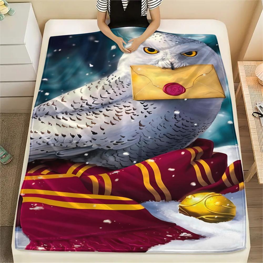 Harry Potter's Owl Soft Flannel Blanket, Print for Bedrooms Sofas Beds, Suitable for Travel Picnic Chair -HYQ29