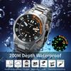 BERNY Watch Мужские механические часы с ручным заводом Автоматические часы для дайвинга на глубине 200 м Наручные часы Твердость HV600 Сапфировое стекло Прочная нержавеющая сталь