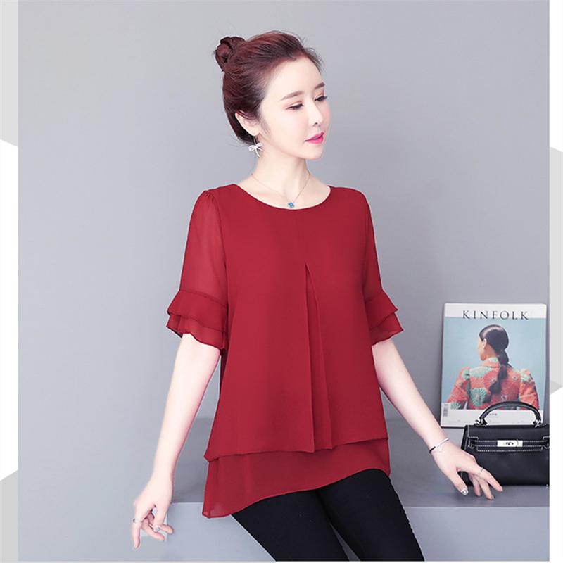2022 Блузка, свободный топ, женские шифоновые рубашки с рукавами-бабочками, летняя женская одежда средней длины, новая корейская рубашка, топы с рюшами