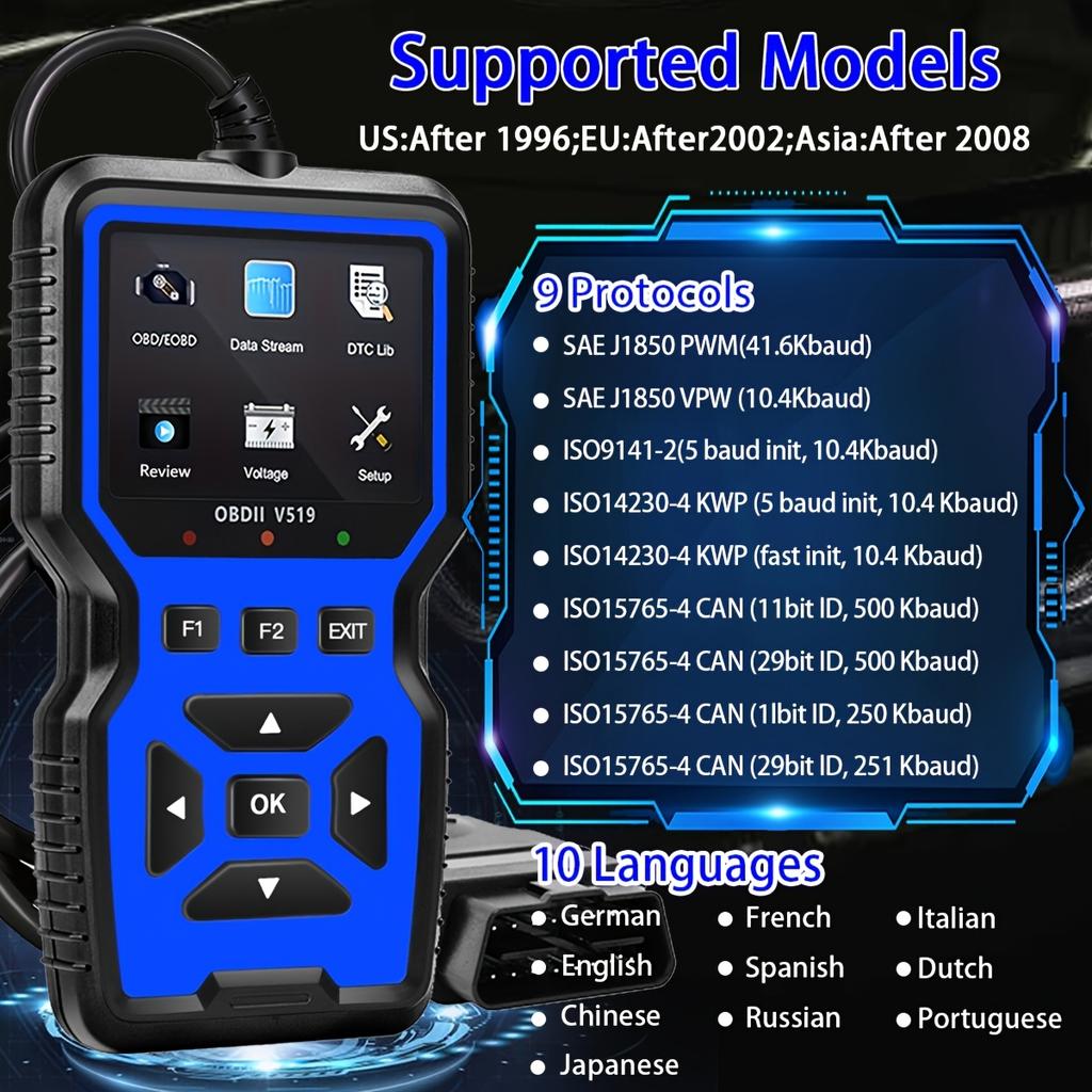 OBD2 Сканер Диагностический Считыватель Кодов с Полной Функциональностью OBD2 Режим Сброса Совместим со Всеми Автомобилями OBDII после 1996 года.