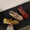 Легкий рот красный одинарные туфли женские весна и осень новые ретро нежные фея замшевые туфли Мэри Джейн плоские туфли-бини