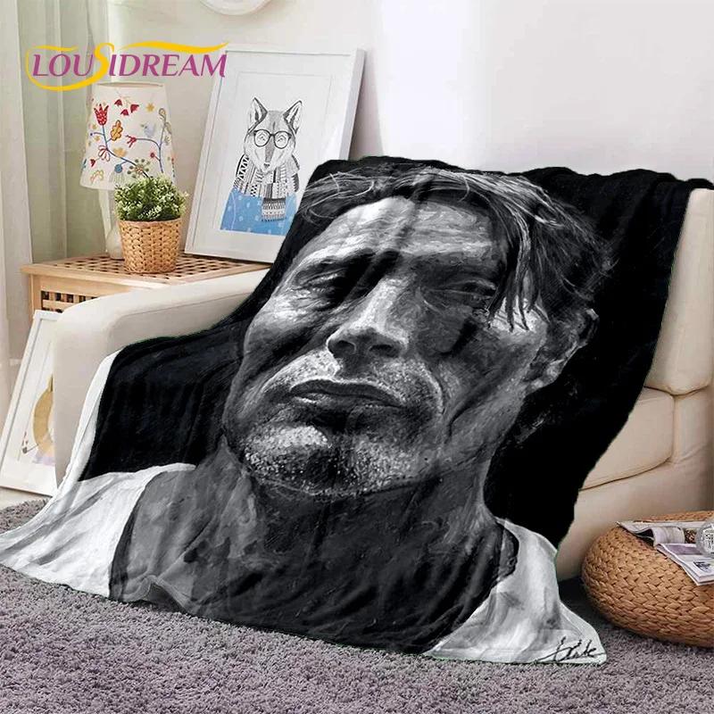Мягкое фланелевое одеяло Mads Mikkelsen 3D Actor Star для кроватей, диванов, пикников, плед для отдыха на свежем воздухе, подарок