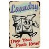 Vintage HEMITONG Laundry Metal Sign "Drop Your Pants here" - Garage Wall Decor with Rat Rod Stickers, Ideal Gift