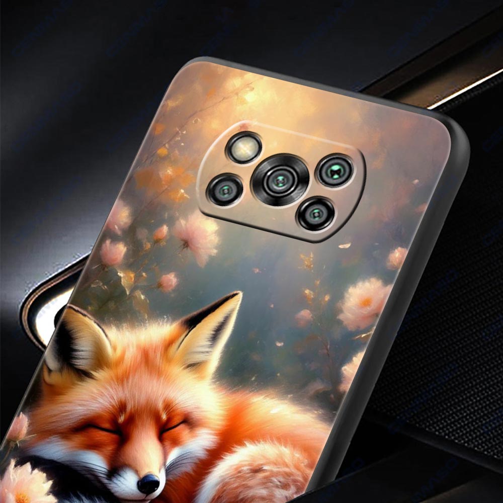 Red Fox Phone Case for Xiaomi Poco F7 F6 F5 F4 F3 X6 X5 X4 X3 NFC F7 Ultra M4 C51 C55 GT 5G Soft TPU Cover Fundas Capa Coque Bag