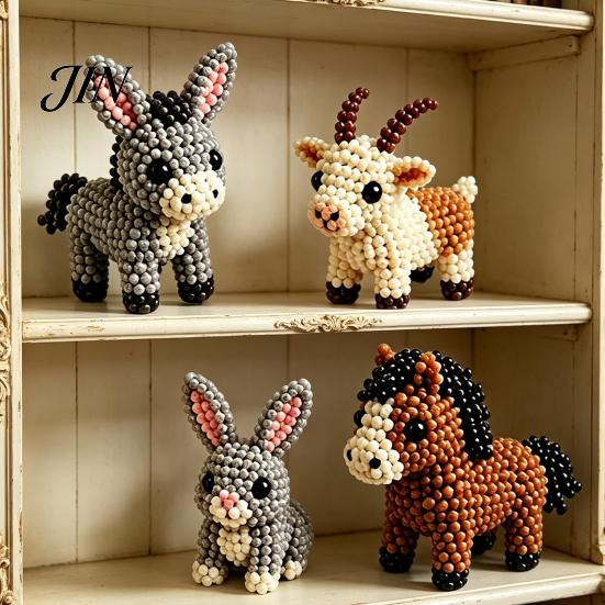 Adult Craft Kit Beads Tiny 3D Beaded Animal Kit, Cute DIY Beading with Colorful and Detailed Tutorial Instructions, 4 Designs Handmade Jewelry
