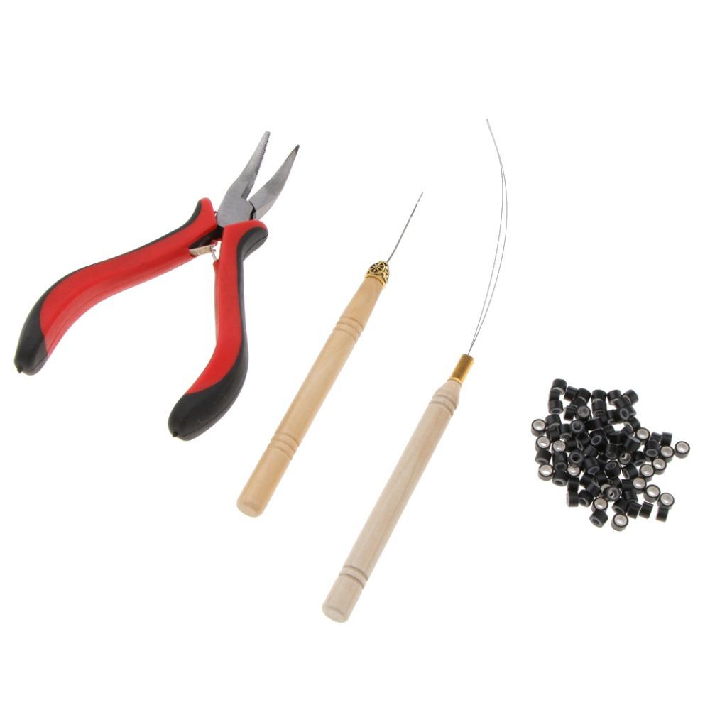 Crochet Hook Hair Extensions Tools Kit Hook Needle Micro Beads Plier  for Hair Extensions