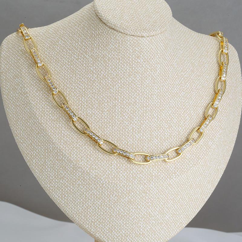 ZHUKOU simple link shape necklaces for women Trendy 2023 new in necklace women fashion choker Jewelry wholesale VL280