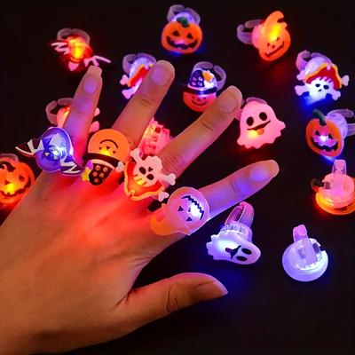 10 шт. Светящееся кольцо на Хэллоуин, Подарок на Хэллоуин, Светящаяся игрушка, Светящееся кольцо на палец, Мигающее желеобразное резиновое кольцо