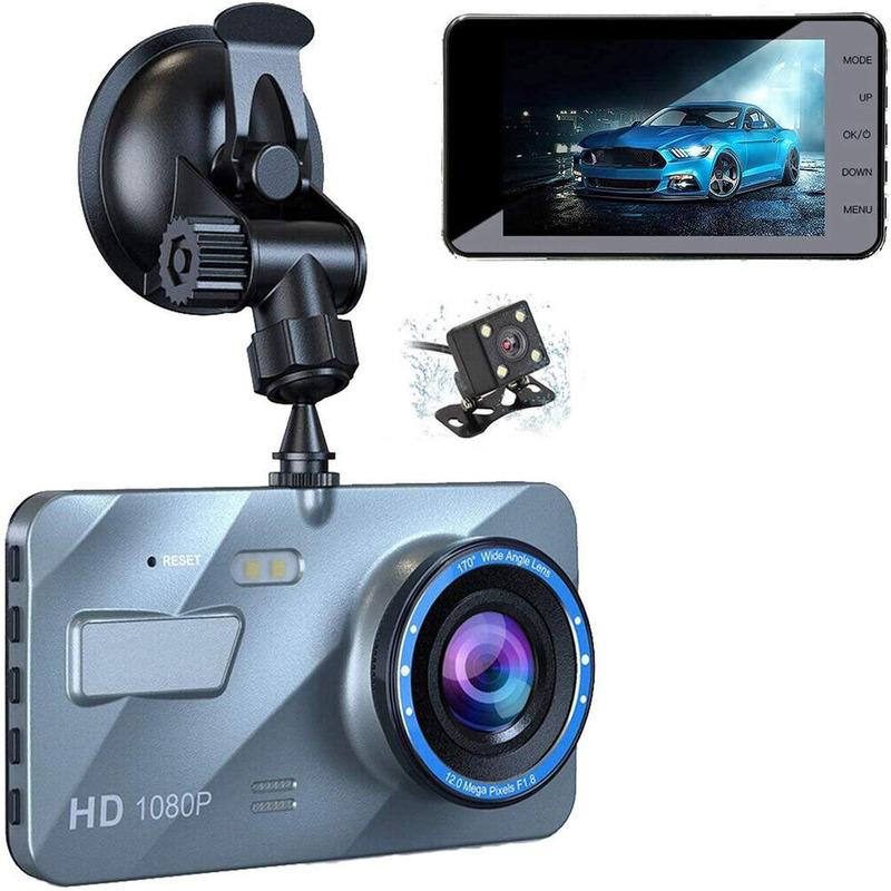 Автомобильный видеорегистратор с 4-дюймовым ЖК-экраном 1080P FHD DVR, Широкоугольный объектив 170°, Многофункциональность для всех моделей автомобилей