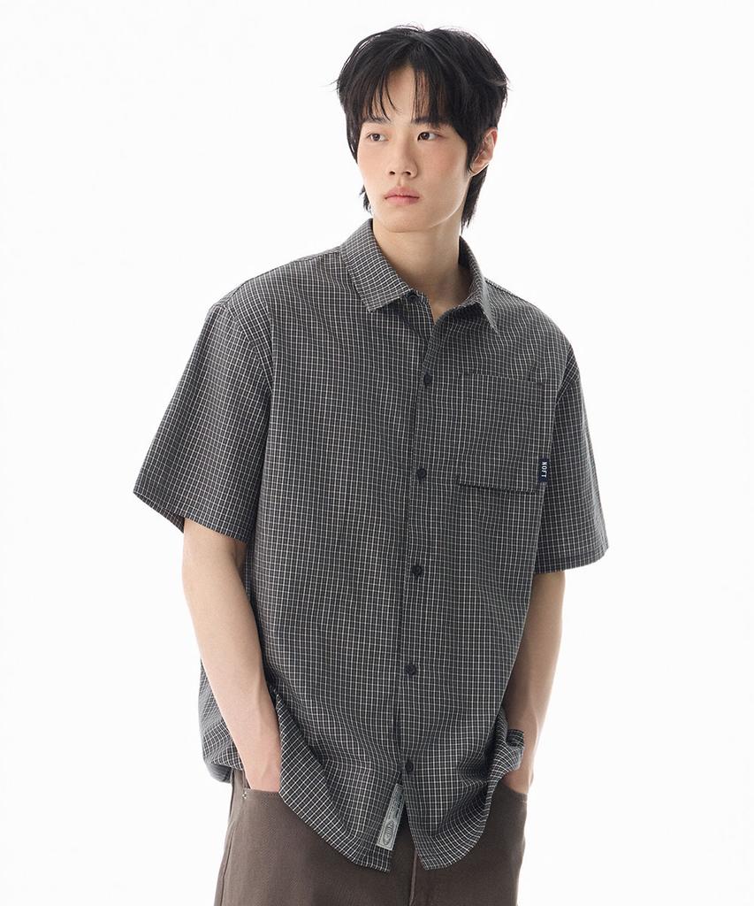 NOT ONLY FOR TODAY Check Pocket Short Sleeve Shirt [Black]