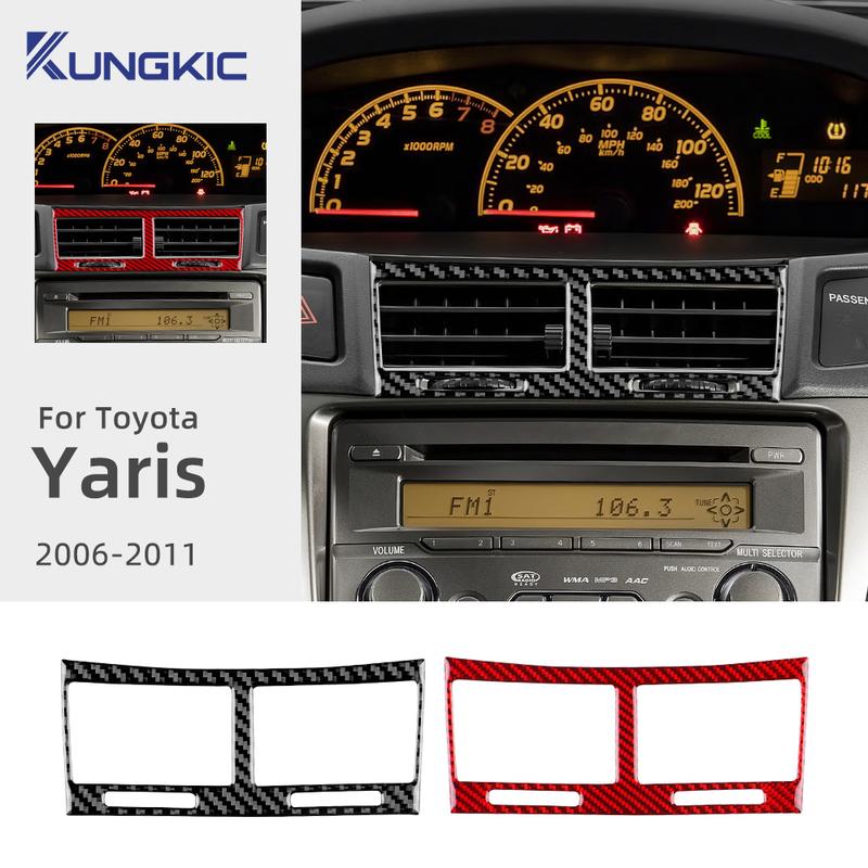 Настоящее Мягкое Углеродное Волокно Для Toyota Yaris XP90 2006 2007 2008 2009 2010 2011 LHD RHD Автомобиль Центральная Консоль Воздуховод Наклейка.