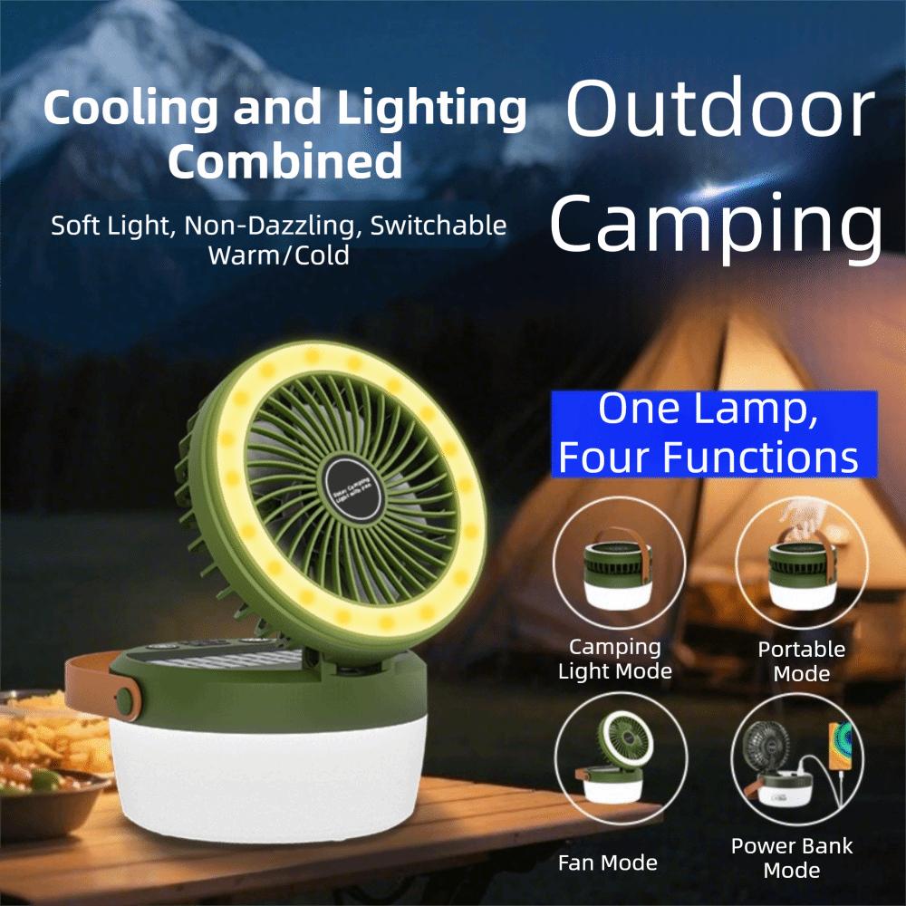 USB Rechargeable/Solar Portable Folding Fan Light Multi Functional Tent Hanging Lantern Travel