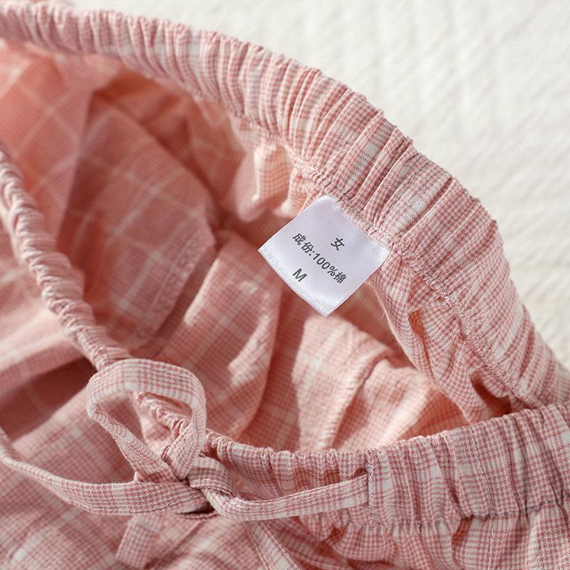 Легкие клетчатые брюки для сна на весну-лето - Унисекс хлопковая пижама для ношения дома и на улице