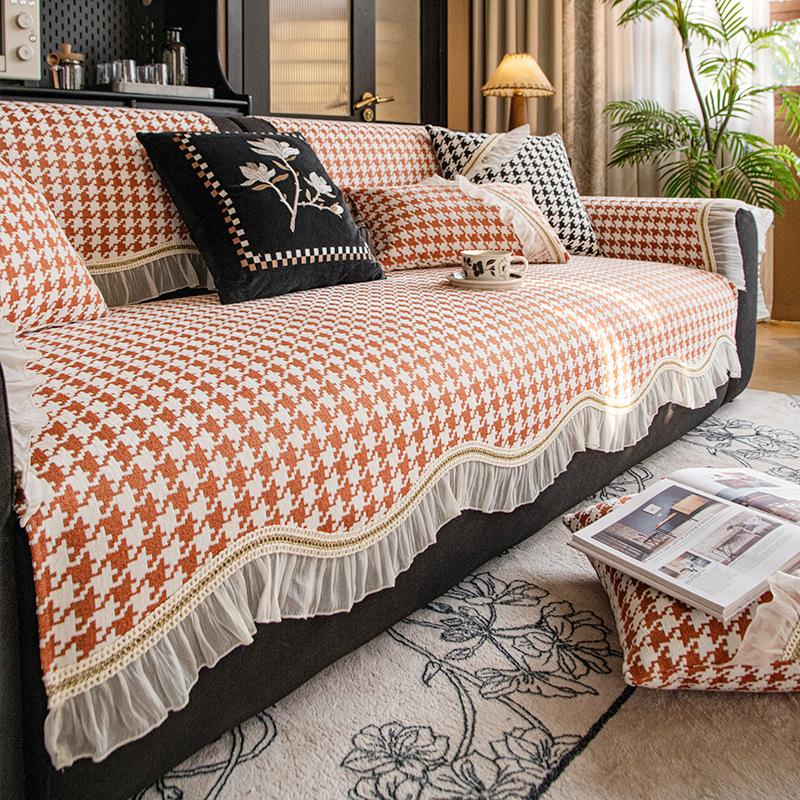 Special-Shaped Sofa Cushion Universal Non-Slip In All Seasons New Thousand Bird Grid Seat Cushion High-End Sofa Cover Cloth Cover Towel