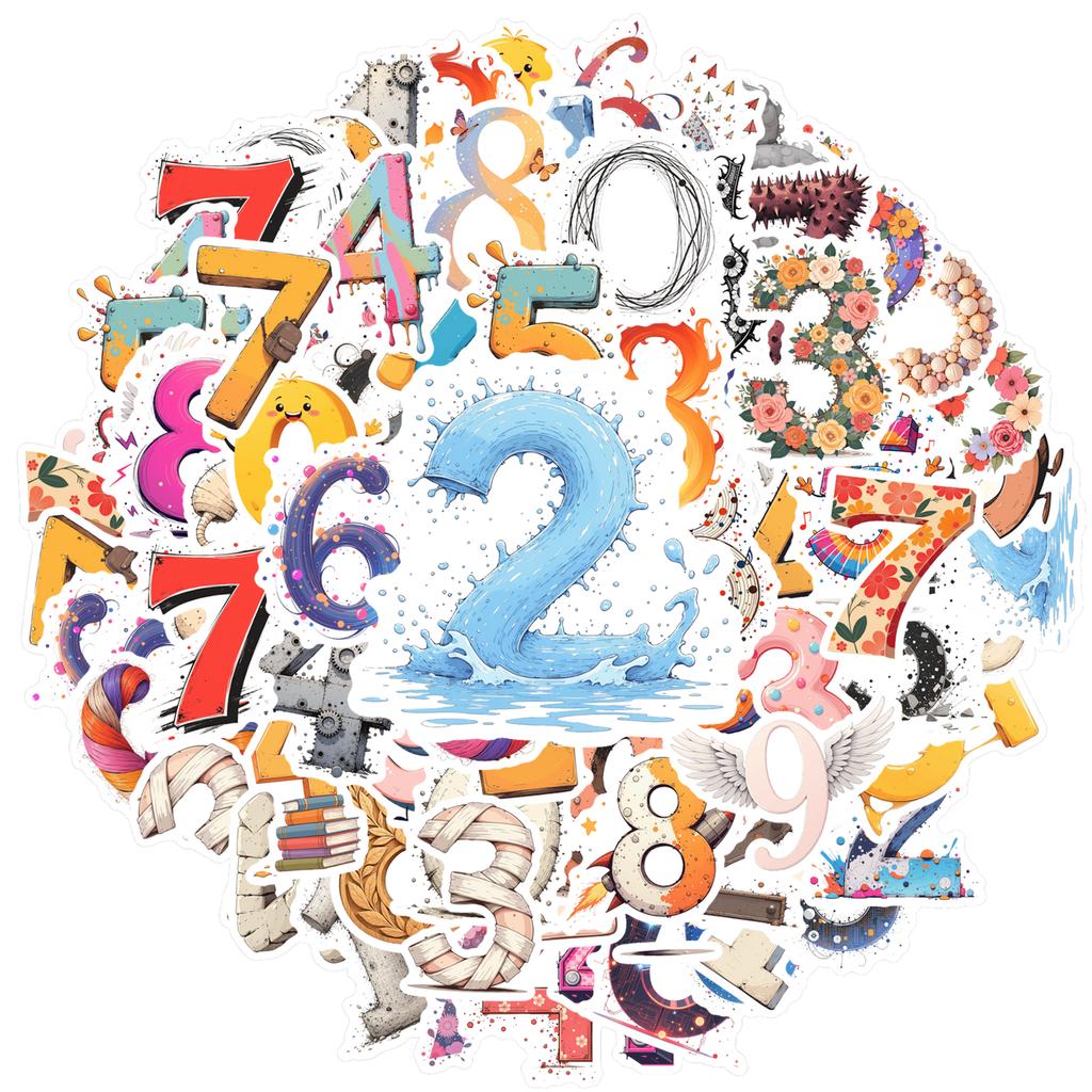 35pcs-100pcs Cartoonish Numbers Stickers Colorful Cute DIY Stickers Students Stickers For Guitar DIY Bicycle Skateboard Laptop