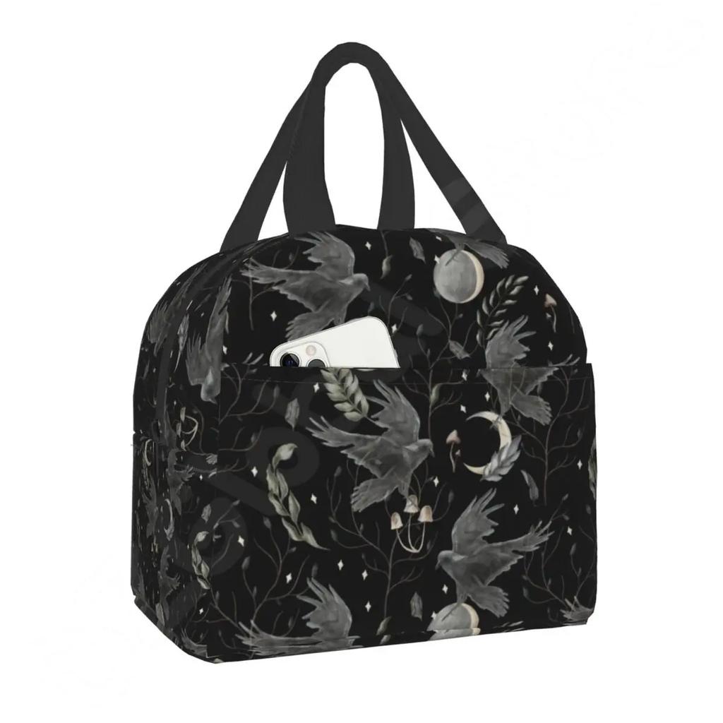 Узорная изолированная сумка для обеда для школы, офиса, Хэллоуина, черепа кошки, герметичный охладитель, термобокс для бенто для женщин и детей