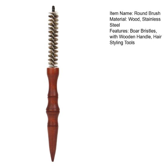 Маленькая круглая щетка из щетины кабана с деревянной ручкой, натуральная щетина для мужчин и женщин, короткие тонкие волосы, завивка, сушка феном, распутывание, укладка
