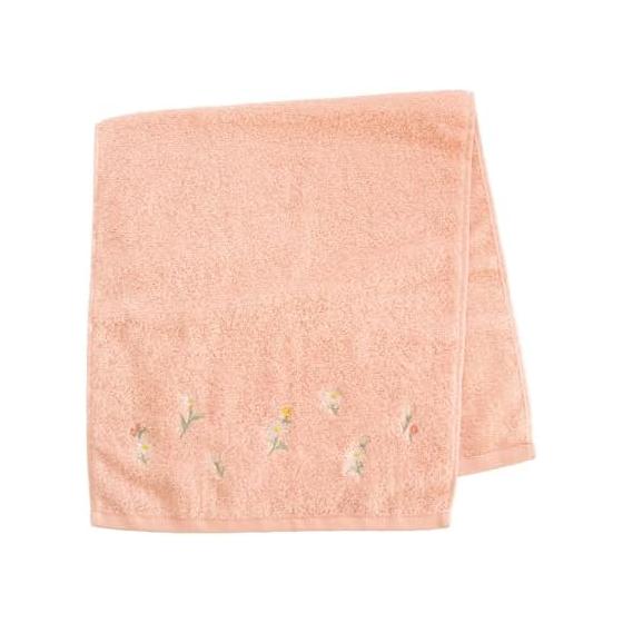 OKA Fleur Blanc Towel, Approx. 77cm x 34cm, Pink (Floral Feminine Washable Face Towel)