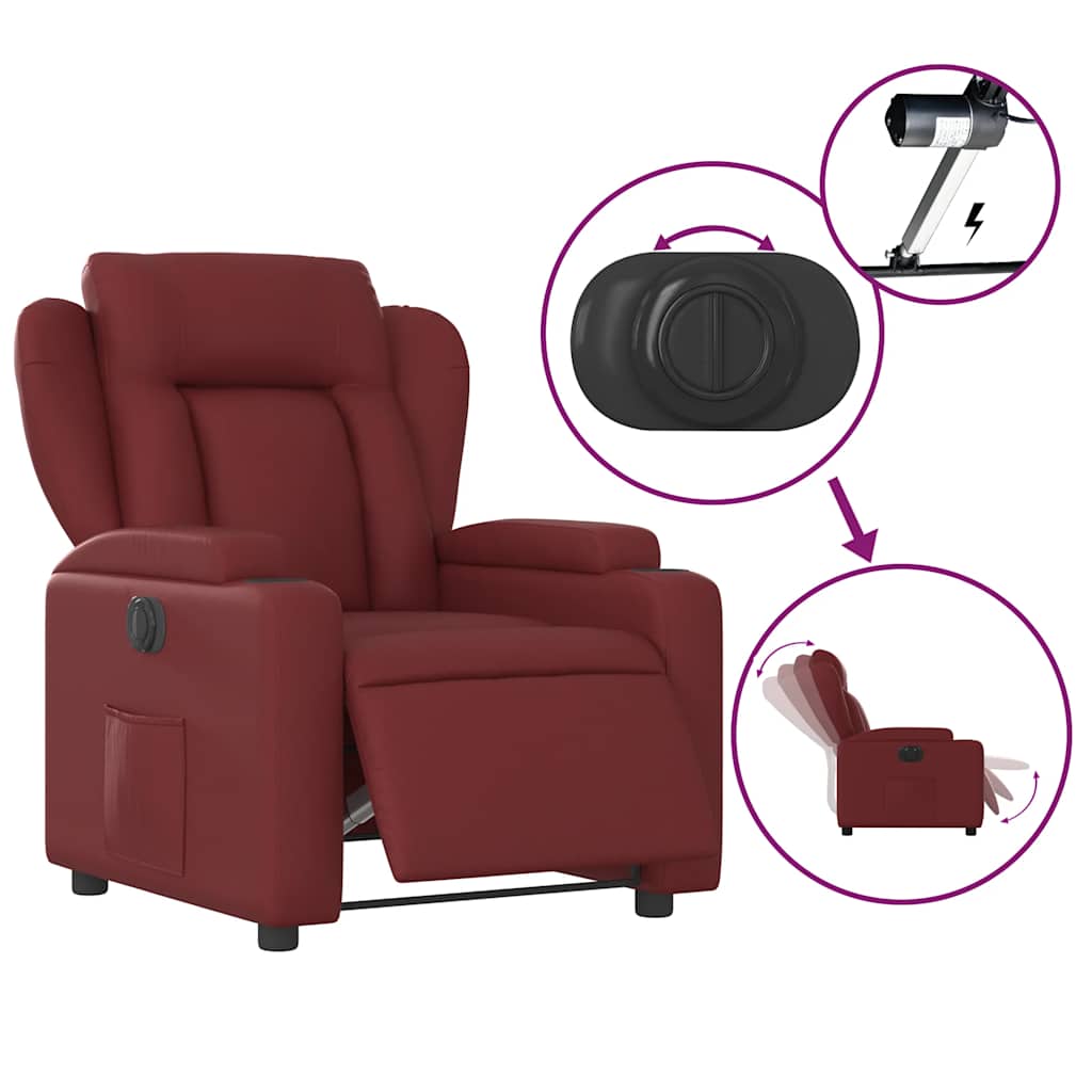 Electric Recliner Chair Burgundy Artificial Leather