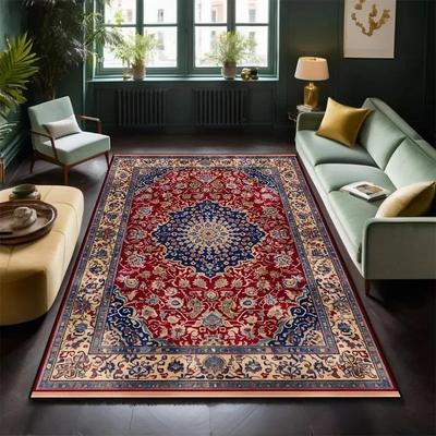 Традиционный восточный персидский ковер красный темно-синий замысловатый цветочный ковер роскошный домашний декор гостиная спальня напольный коврик