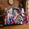 Music Girl M-MIKU Cartoon Flannel Blanket Soft Warm Throw Blanket for Bedroom Living Room Bed Travel Camping Picnic Gift