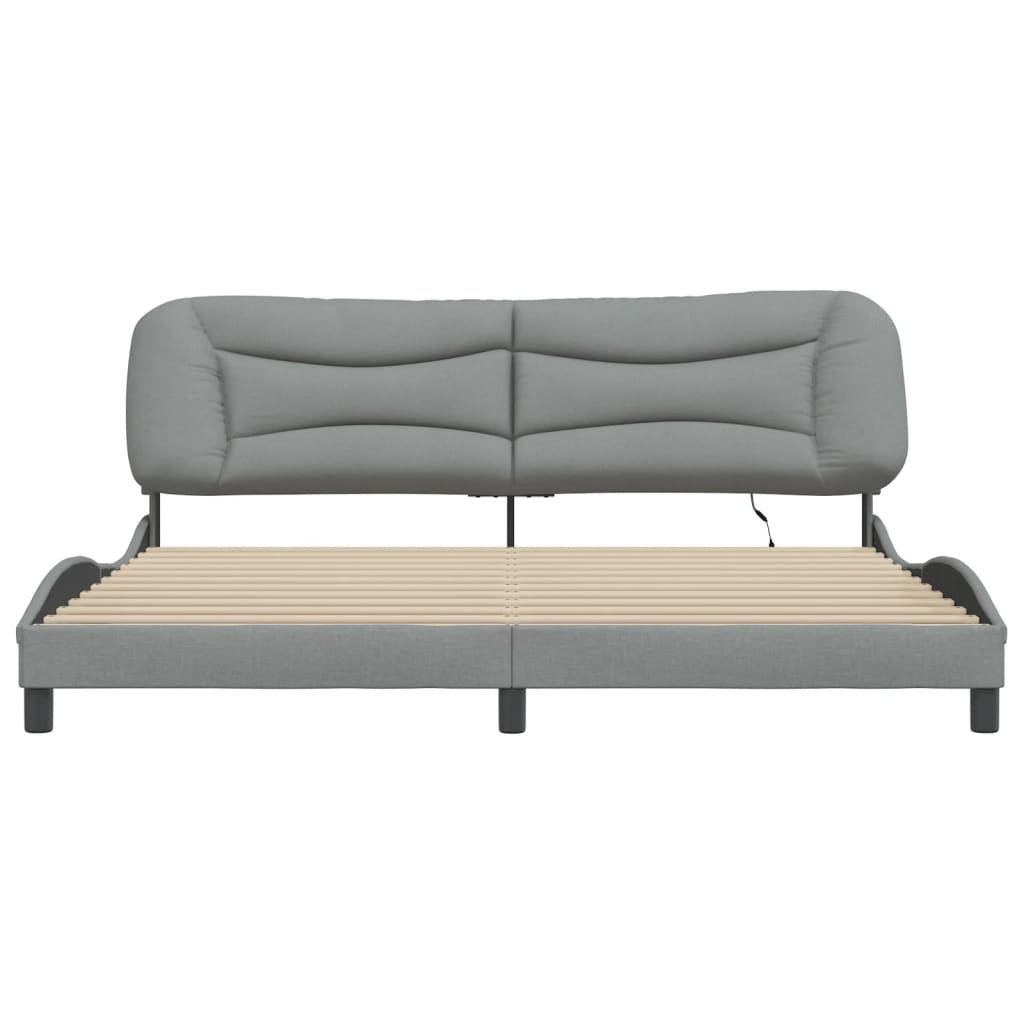 LED Bed Frame without Mattress Hvar Light Grey 200x200 cm Fabric