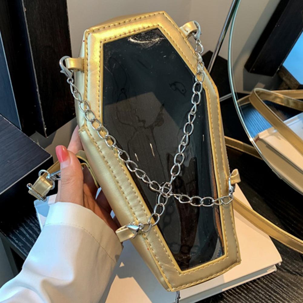 Женская сумка через плечо в форме гроба из ПВХ и ПУ, сумка на плечо, готическая сумка-тоут, прозрачная сумка для офиса, путешествий, косметики, косметички