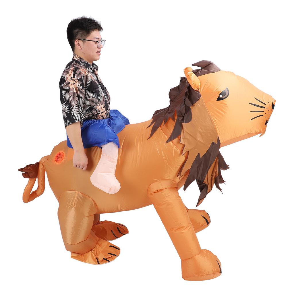 Надувной костюм льва Смешной хвост лапы волосы Полное тело Надувной костюм льва Размер F для маскарадных вечеринок фестивалей 150