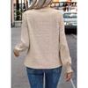 2026 New Women's Solid Color Fashion Versatile Hollow Out Stand Collar Puff Sleeve T-Shirt Casual Top