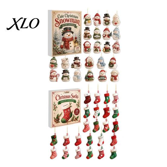 Christmas Novelty Items Snowman Countdown Calendar, 24-Day Acrylic Ornament Set with Winter Party Favors Figures, Tree Hanging Decor, Holiday Gift for