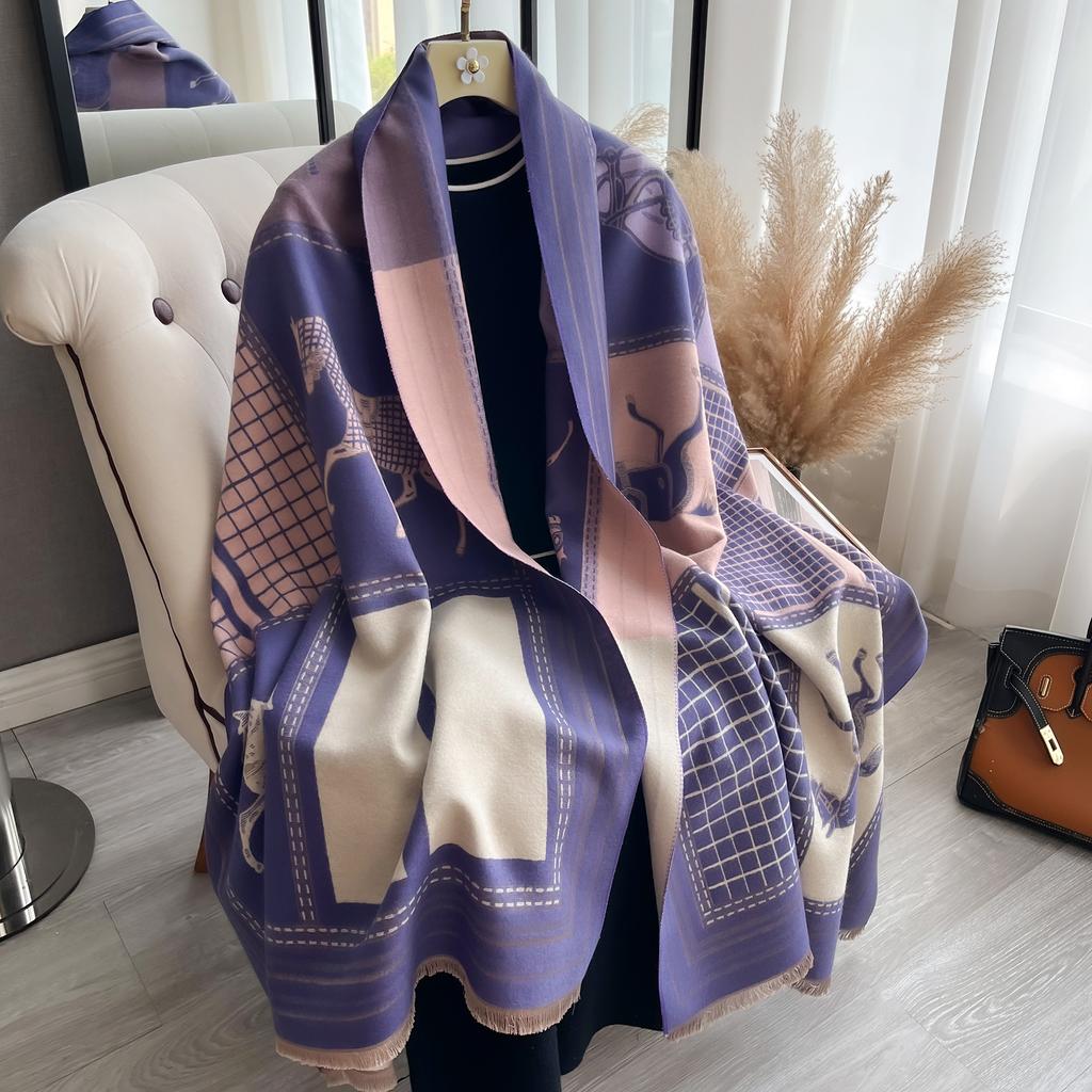 Elegant Ladies' Pashmina Autumn & Winter Thick Warmth Double Sided Tassel The Horse Shawl Coldproof Windproof Blanket Scarf