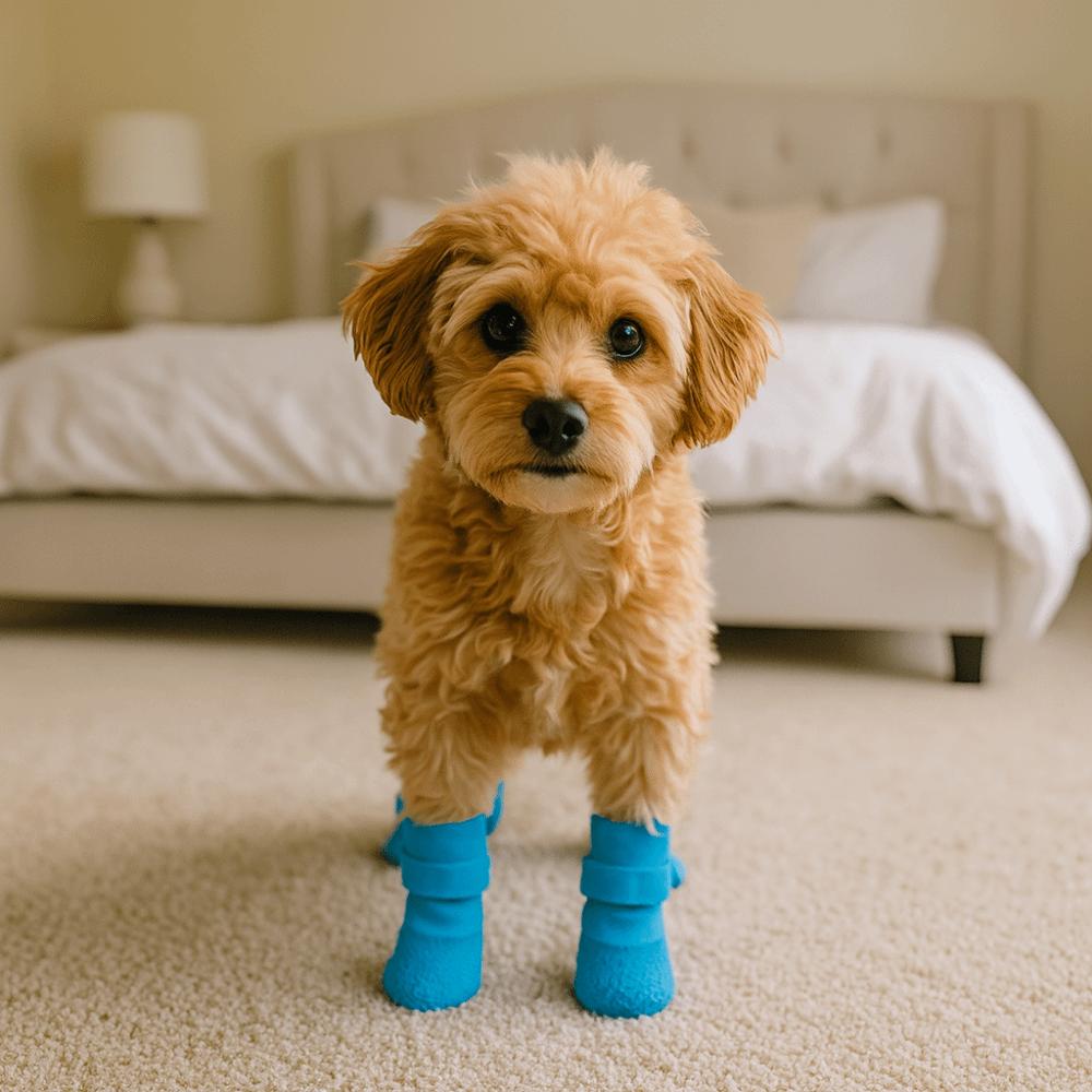 4pcs/set Dog Booties Adjustable Non-Slip Dog Shoes Breathable Wear-Resistant Dog Foot Cover Comfortable Pet Shoes Socks Walking