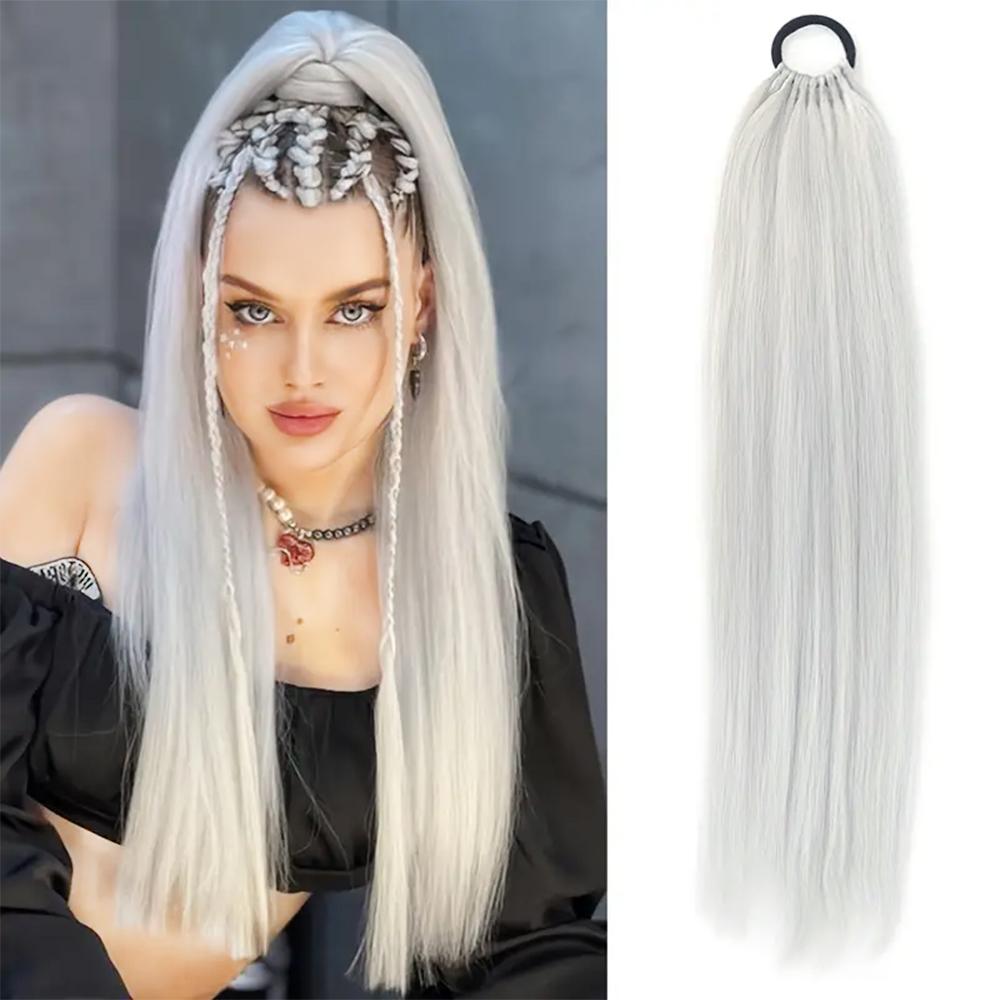 MERISIHAIR Синтетический конский хвост с эластичными резинками для волос Длинные прямые накладные хвосты Элегантные накладные волосы для женщин Повседневное использование Аксессуары для волос