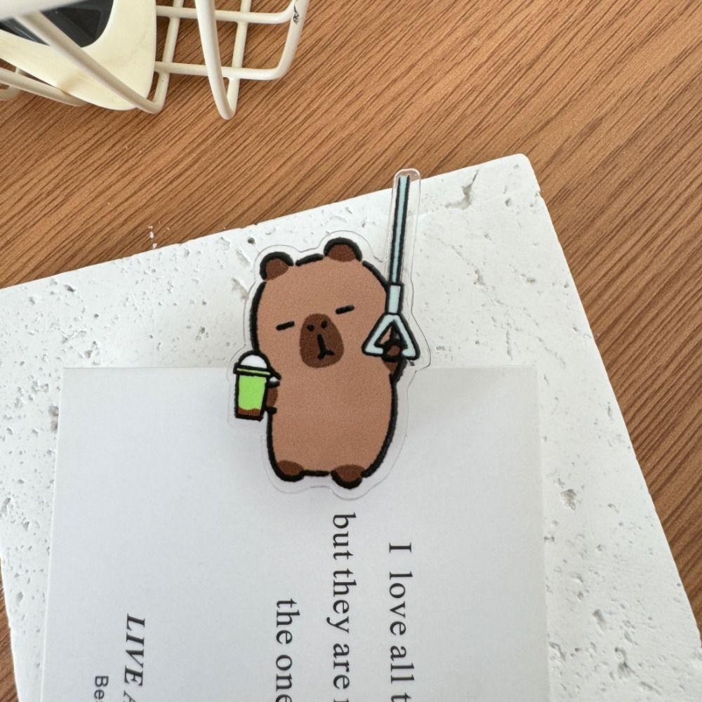 Acrylic Cartoon Capybara Clip Stationery Cute Capybara Photo Clip Capybara Paper Clip  Scrapbook