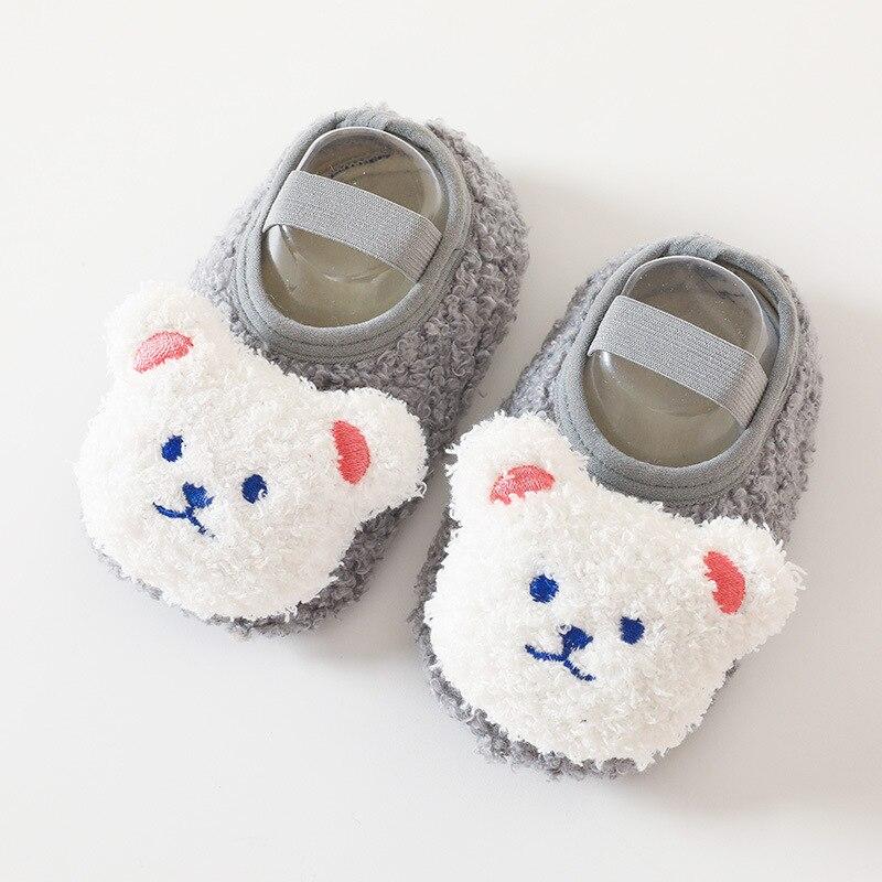 Cartoon Bear Socks Shoes for Newborn Infant Toddler Baby Autumn Winter Thick Warm Floor Socks Plush Indoor Sox