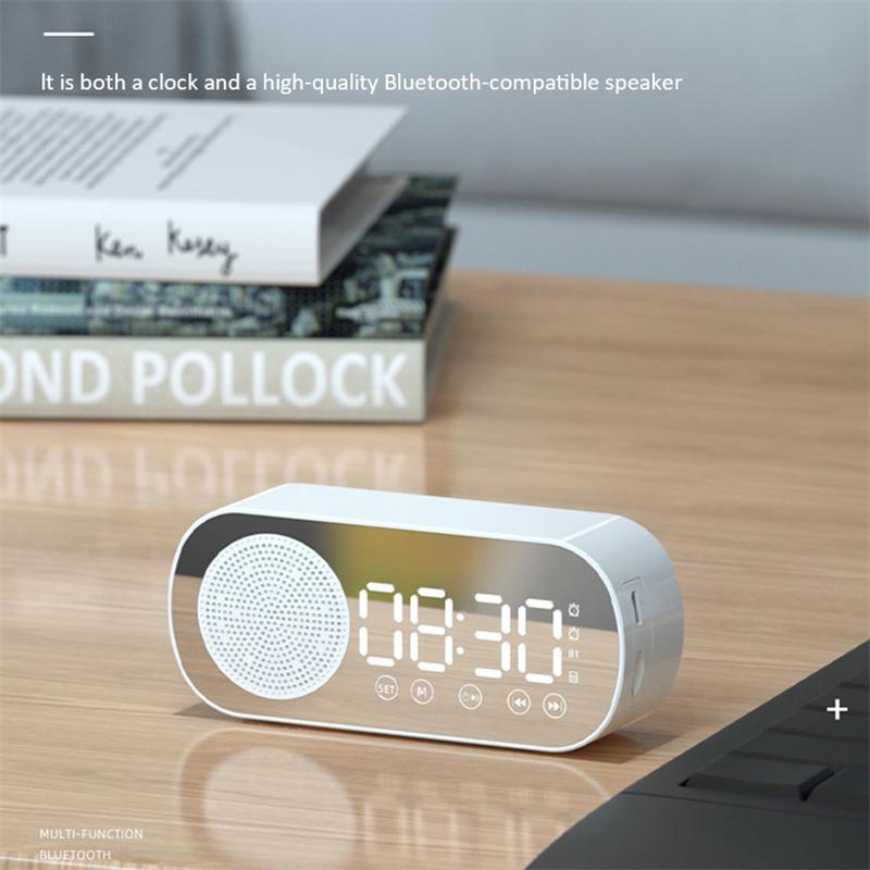 Led Mirror Alarm Clock Wireless Bluetooth-compatible 5.0 Hi-fi Speaker Subwoofer Portable Audio