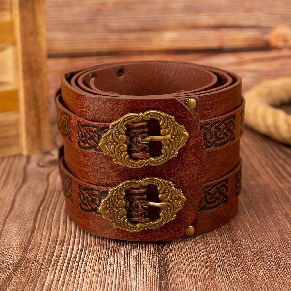 Тисненый пояс викингов эпохи Ренессанса из ПУ кожи, средневековый пояс, ретро кельтский пояс, украшения