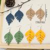 Fashion Cutting Laser Wooden Drop Earrings Set Ethnic Cute Beautiful Leaf Feather Geometry Colorful  Hanging Dangle Zircon
