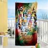 Soccer Fun Blue Dog Customizable Name Beach Towel Super Soft Microfiber Quickdry Fabric Perfect for Traveling Yoga Camping and Swimming