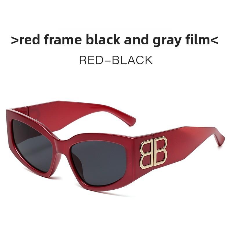 New B Letter Cat Eye Wide Leg Sunglasses With Uv400 For Fashion Street Style