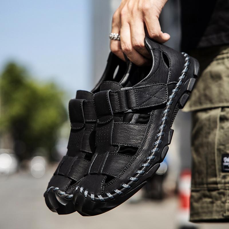 39-48 летние мужские закрытые носки большого размера из натуральной кожи повседневные сандалии для походов на открытом воздухе