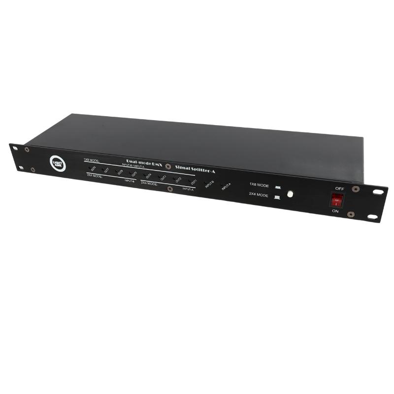 Light4Me Xsplit 2X4 Rozdzielacz Sygnału Dmx Splitter 8-Kanałowy Rack 19" 1U Dwa Tryby Pracy