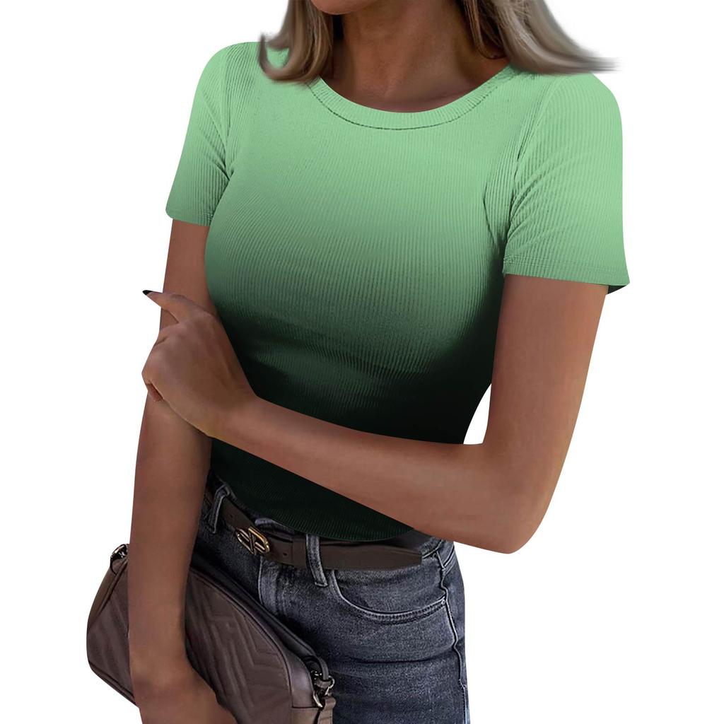 Женская узкая футболка, модный повседневный свитер с круглым вырезом и коротким рукавом