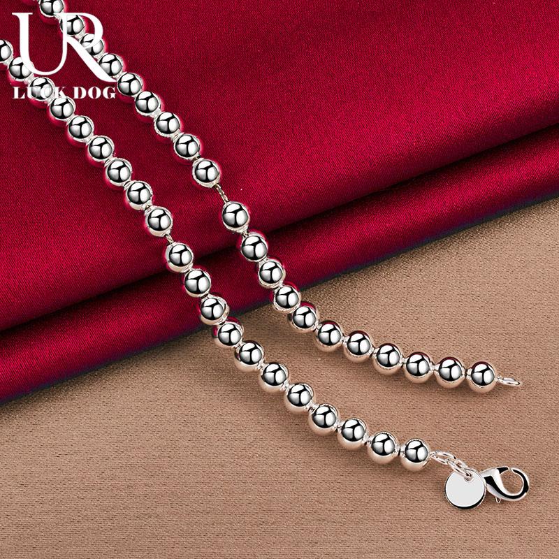 Ожерелье из гладкого серебра 925 пробы с шариками и бусинами, модные свадебные украшения