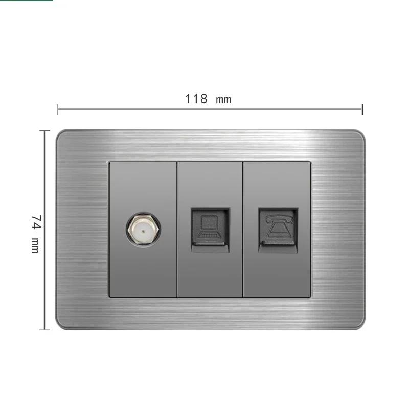 Американский стандарт настенный выключатель света розетка универсальная вилка с usb американская нержавеющая сталь 2-канальная панель розеток 118*74 м компьютер