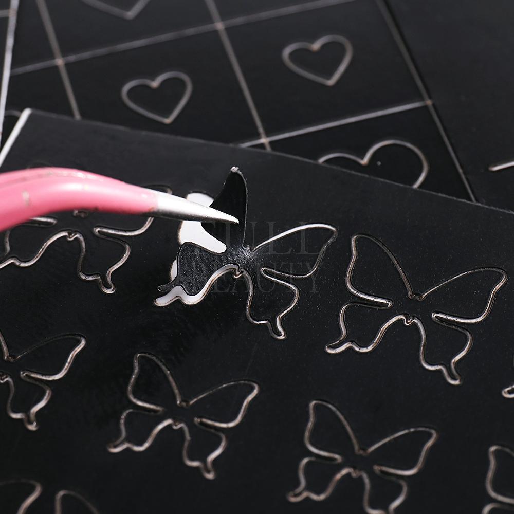 1 шт. дизайн ногтей сердце цветок бабочка выдалбливают трафаретные наклейки для ногтей распылением шаблоны для рисования переводная бумага ползунки ZPG