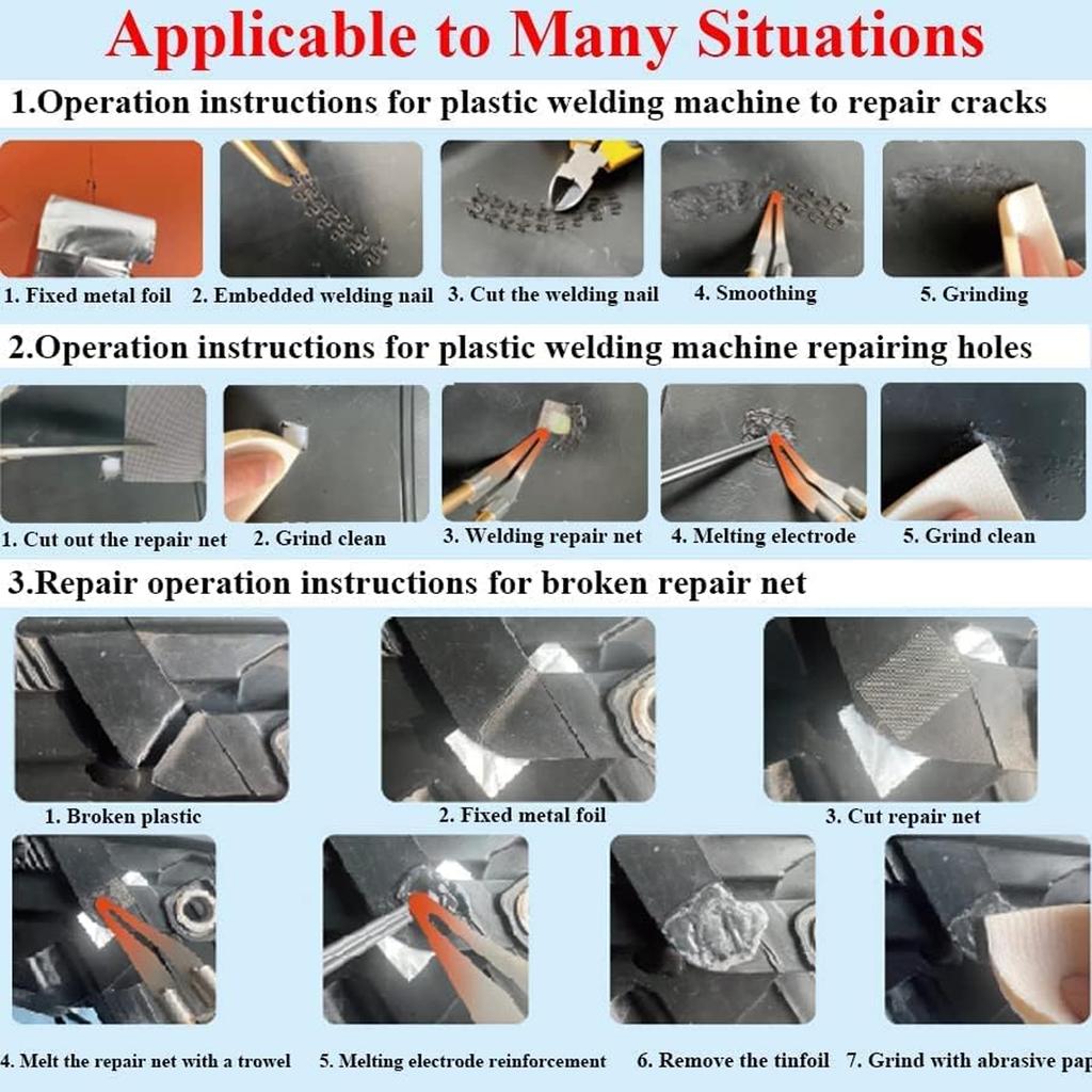 Набор пластикового сварочного аппарата 150 Вт с 400 горячими скобами и 50 стержнями, Набор инструментов для ремонта бампера автомобиля с ножом и плоскогубцами (красный)