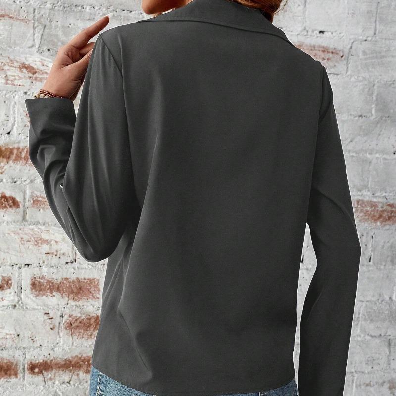 Осенний отложной воротник на молнии повседневные кардиганы куртки женские зимние новые однотонные свободные длинные рукава куртка для женщин модные уличные женские пальто 25827