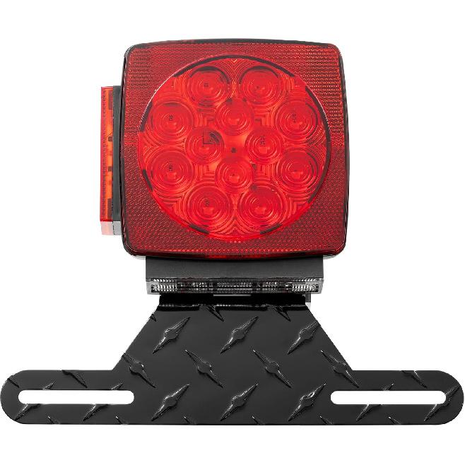 CZC AUTO Aluminum Trailer License Plate Light Bracket With Light Mount Hole For Trailers Trucks (Black)