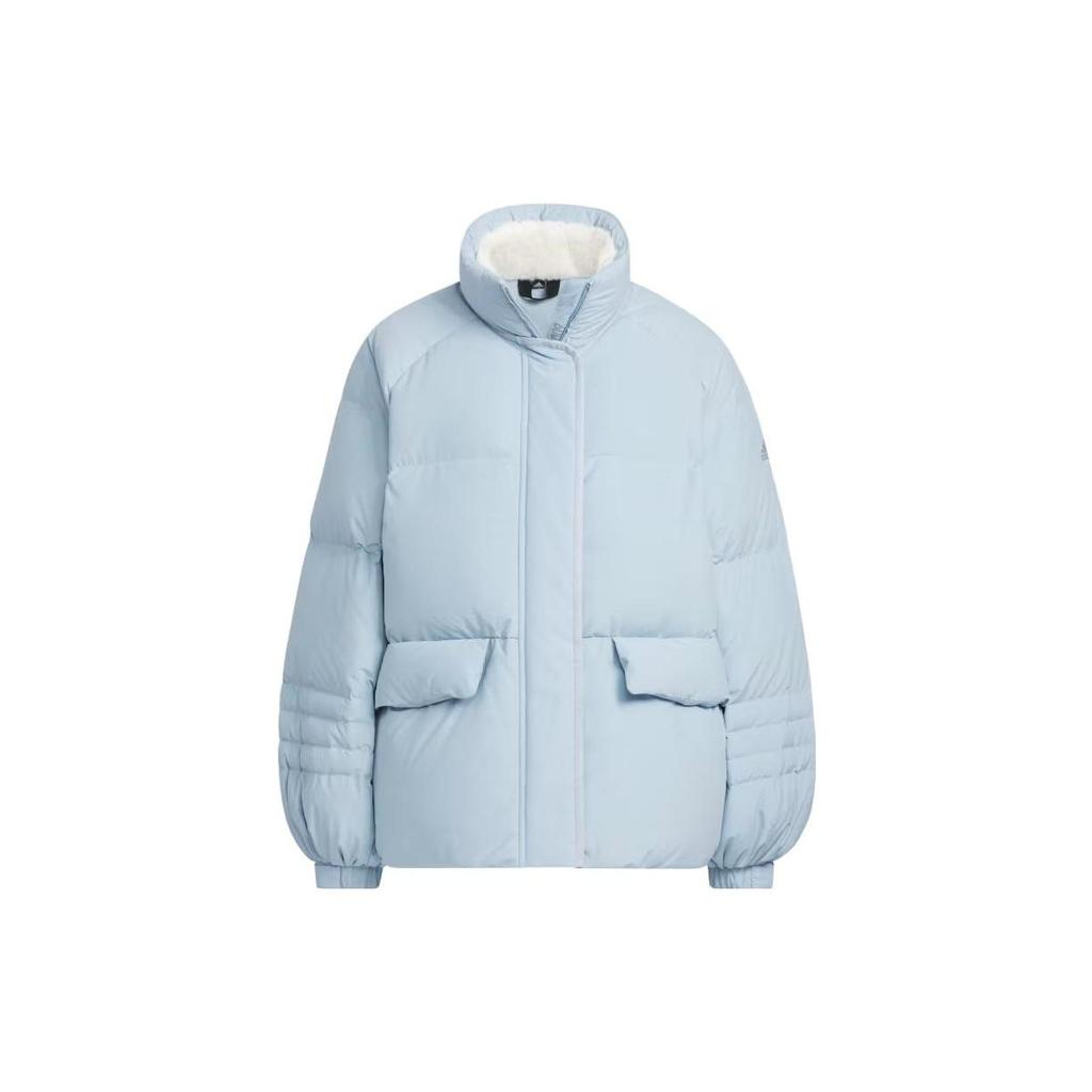 Adidas A-Line Shaped Down Jacket 600 Fill Power Pure Color Loose Long Sleeve Women Outerwear Blue IL8914